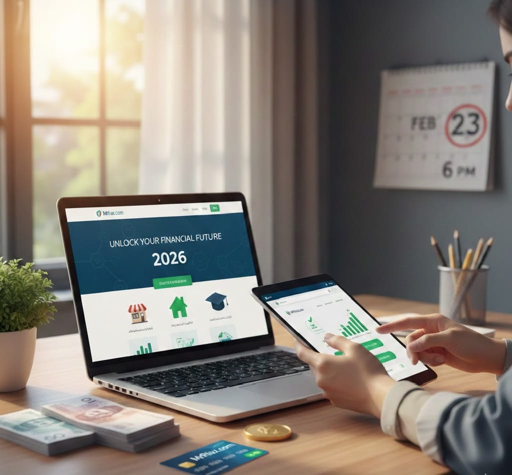 Government Grants and Assistance 2026 guide displayed on a laptop screen with a professional office background.