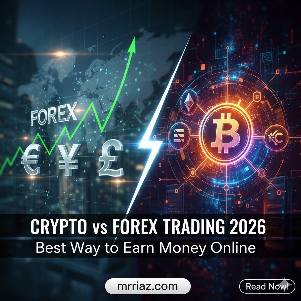 Crypto vs Forex Trading 2026 Comparison and Online Earning Guide by mrriaz.com