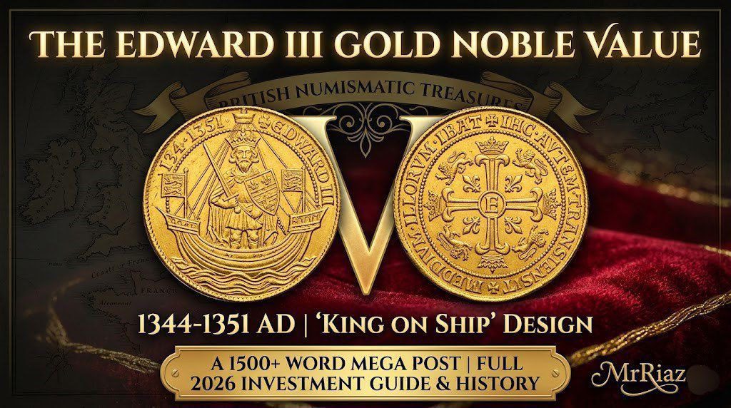 Edward III Gold Noble (1344-1351 AD) coin front and back view with 2026 Edward III Gold Noble Value analysis。