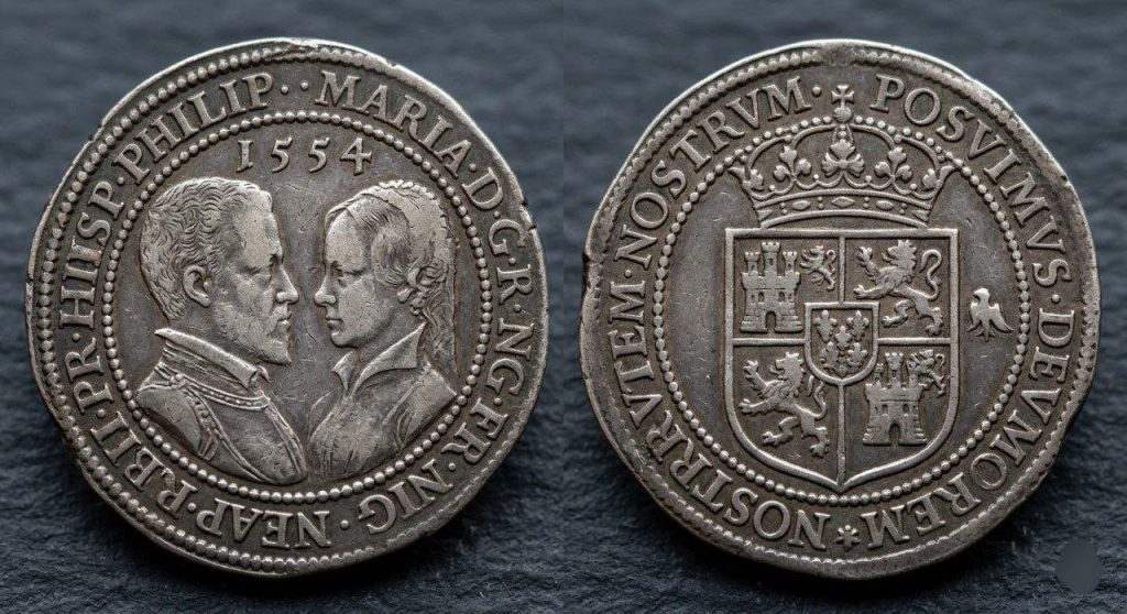 Rare 1554 Mary I Silver Shilling Value & History - Front and Back View